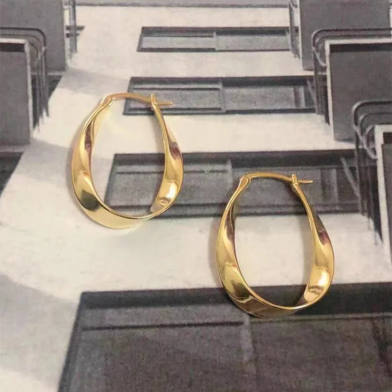Orecchini Vintage Geometrici Irregolari in Metallo per Donne, Tendenza 2025, Orecchini a Perno Dorati, Gioielli