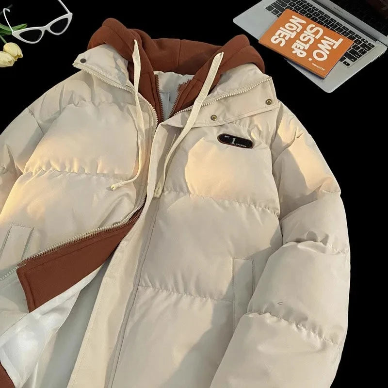 Nuova giacca invernale imbottita in cotone da donna, giacca in cotone con cappuccio in due pezzi Cappotto Parker imbottito in cotone caldo casual femminile