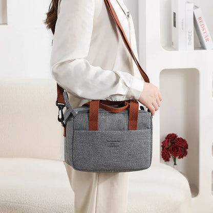 Borsa da pranzo portatile per donna OL Borsa da pranzo termica isolata Tote Cooler Borsa Bento impermeabile Borse a tracolla per alimenti da ufficio