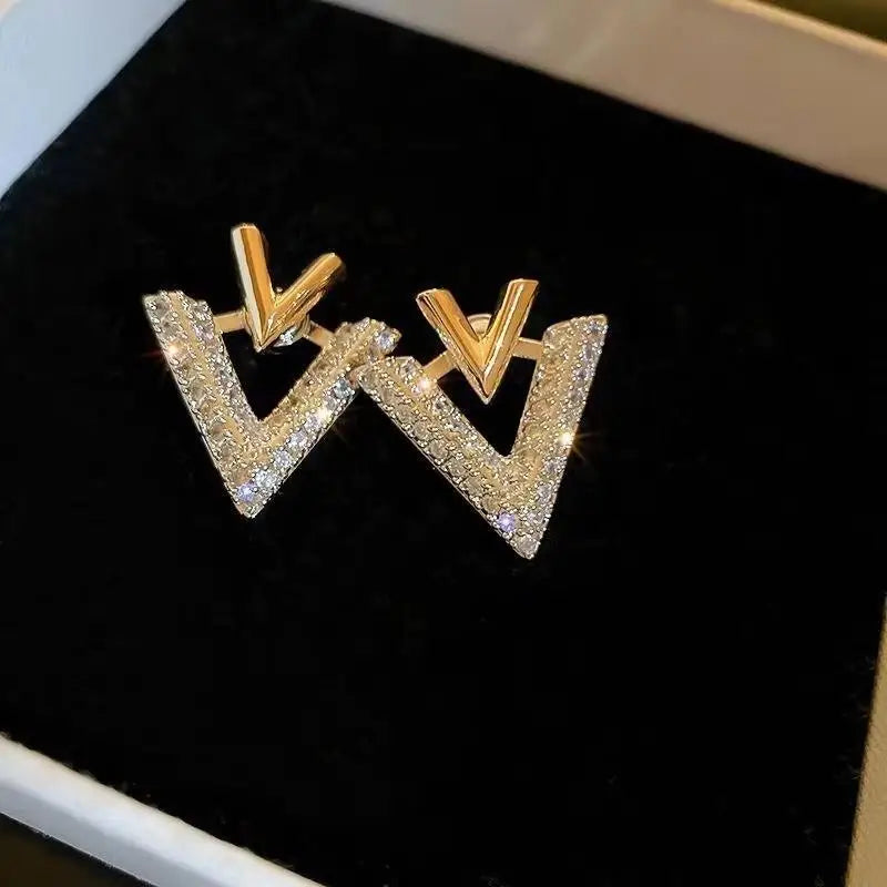 Orecchini in argento 925 con ago in argento moda coreana con cuore di cristallo per gioielli da donna 2025 Trending Nuovi orecchini a cerchio da donna di lusso Brincos