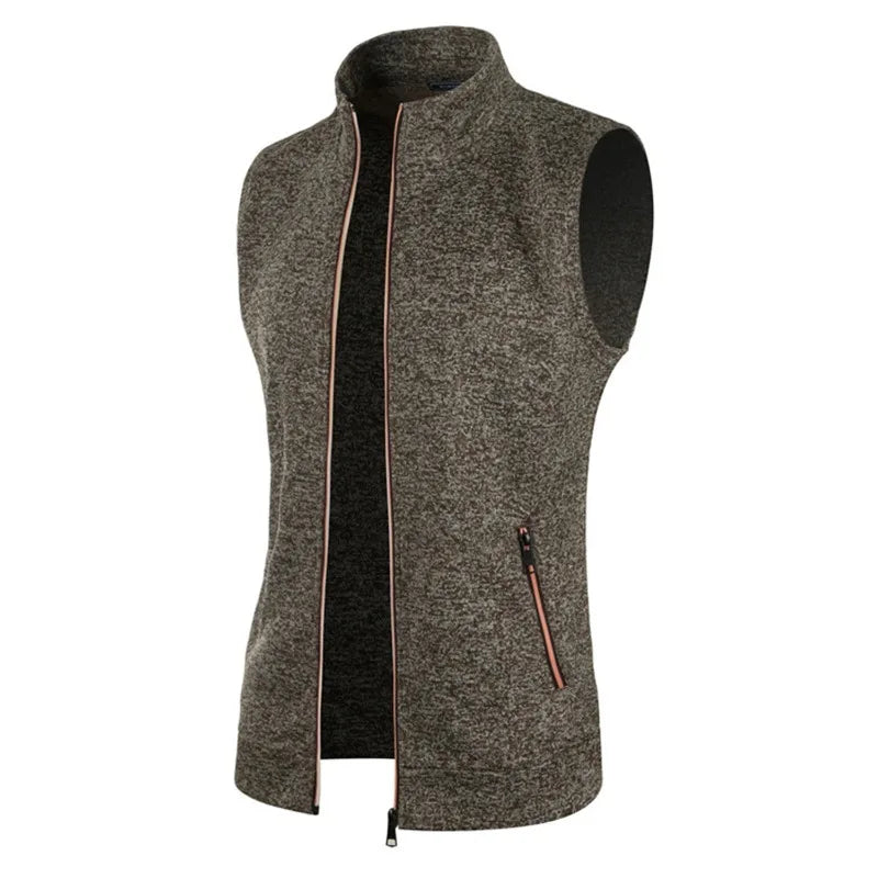 Cappotti senza maniche con cerniera da uomo autunno maglioni dolcevita da esterno traspirante tinta unita streetwear giacca gilet uomo top atletici