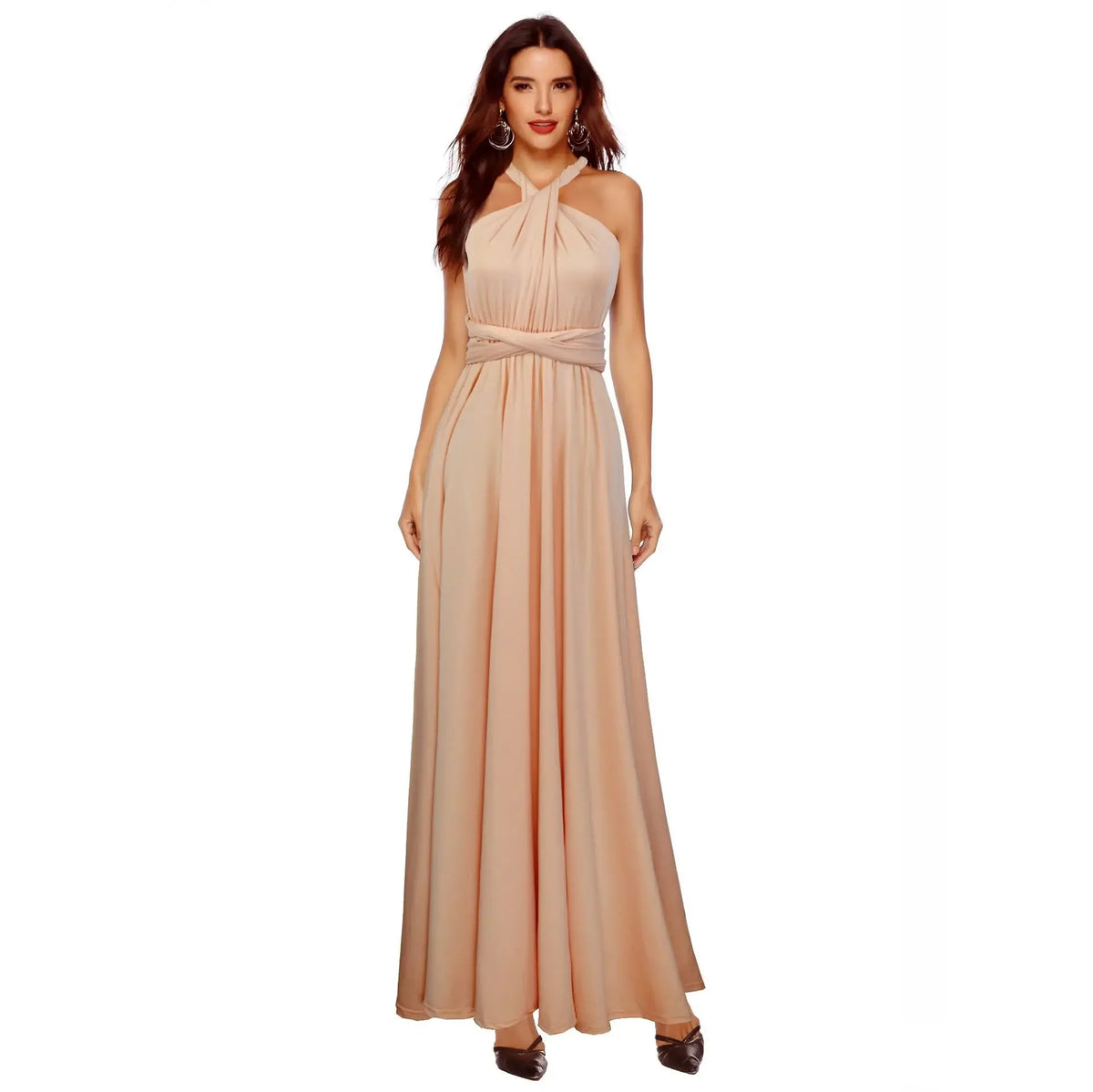 Abito formale da donna elegante da sera lungo con scollo a V profondo abito convertibile multistrato maxi abiti greci abito da festa di nozze