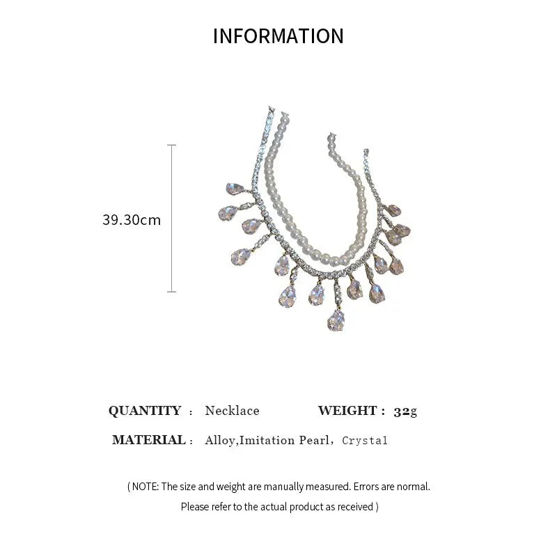 Collane girocollo di lusso con strass e cristalli per donna, collana a più strati con perle finte per feste e matrimoni, gioielli K-