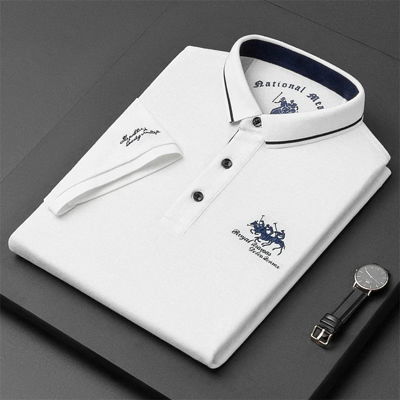 Camicia POLO a maniche corte moda casual ricamata da uomo Top comodo estivo