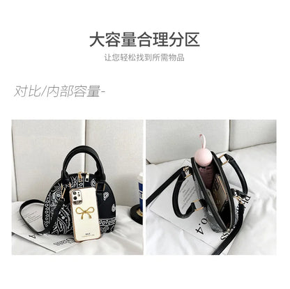 Borsa a conchiglia da donna in pelle PU retrò borsa a tracolla da donna con tracolla a fiori di anacardi estivi Set femminile borse a mano con manico piccolo