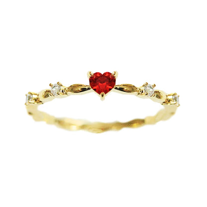 Huitan Squisito Rosso Amore CZ Proposta di Fidanzamento Anelli per Le Donne Fascia Sottile Estetica Gioielli di Moda Femminile Fantasia Regalo di Compleanno