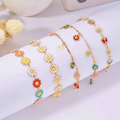Bracciale con fiori margherita dolce Personalità della moda Bracciale con ciondoli con fiori estetici minimalisti per le donne Regalo di gioielli per feste di nozze