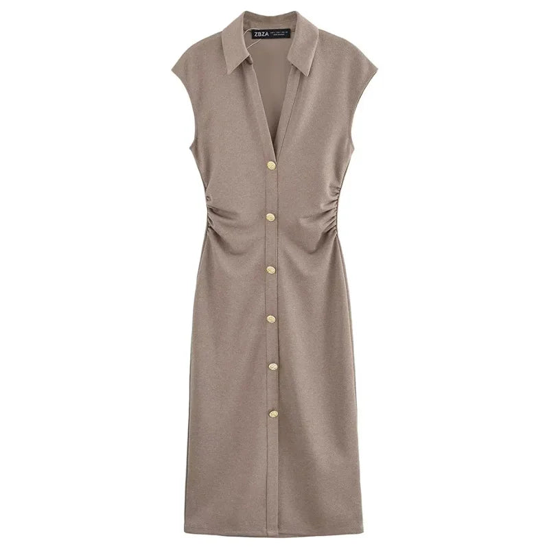 HXAO Camicia increspata Abiti longuette 2025 Donna Estate senza maniche Abito bianco nero Donna Aderente Elegante abito casual da donna 088
