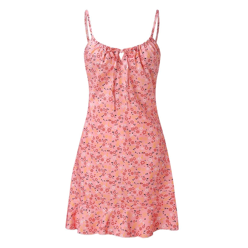 Gonna comoda estiva da donna, sexy, casual, per la casa, con piccola canotta floreale