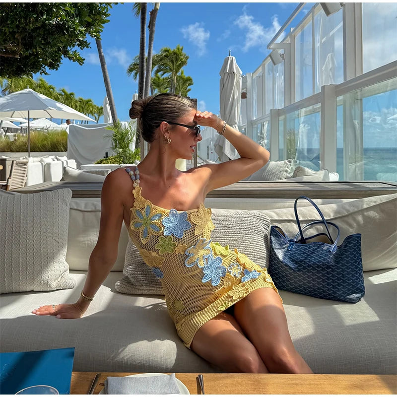 Set di gonne superiori con corsetto da spiaggia lavorato a maglia Set di gonne divise con reggiseno senza maniche con scollo all'americana 3D senza schienale Abiti da donna 2 pezzi Abiti primaverili