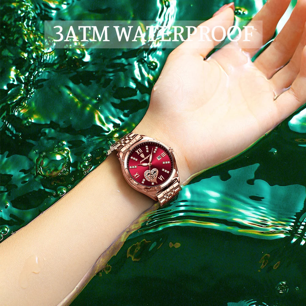 Orologi di lusso POEDAGAR per donna, impermeabili, luminosi, con datario, in acciaio inossidabile, casual, orologio da polso al quarzo da donna.