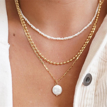 Collana con ciondolo moneta con ritratto di testa a catena spessa con piatto in oro punk vintage per gioielli hip-hop geometrici multilivello di moda da donna