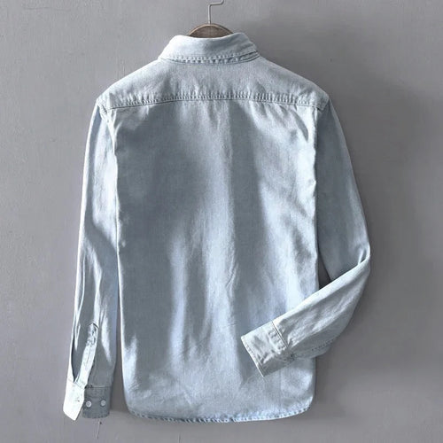 100% cotone autunno nuova camicia di jeans a maniche lunghe uomo moda casual High Street abbigliamento maschile Top classico azzurro nero grigio