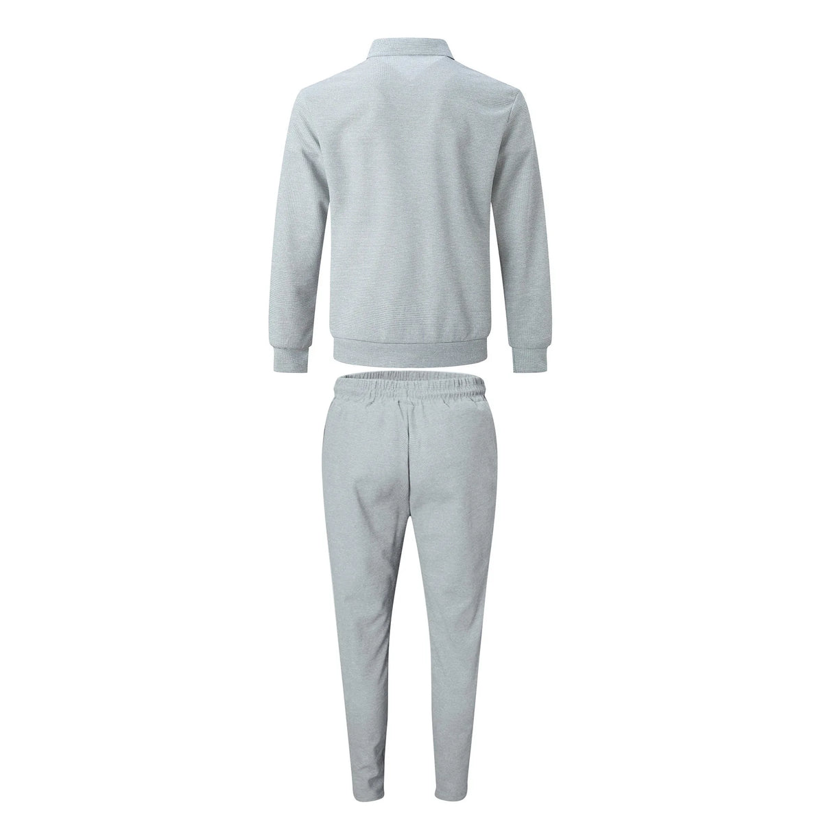Completo Giacca Cardigan Slim da Uomo con Zip e Tasche, Collo a Risvolto, Stile Waffle, Collezione Autunno 2026