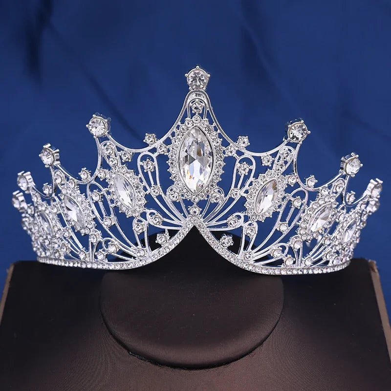 Corona da sposa Barocca Vintage Principessa Regina Copricapo Tiara di cristallo per le donne Corona da sposa Accessori per capelli Gioielli