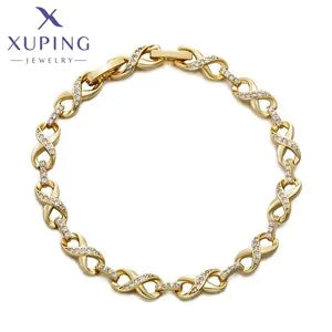 Xuping Gioielli Fascino Vendita calda Trendy Color oro placcato 19 cm Bracciale a catena a mano per le donne Moda regalo squisito X000925432