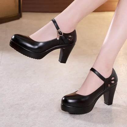 Plus Size 32-43 Block Heel Platform Shoes Women Pumps 2025 Spring High Heels Shoes Ladies Office Shoe Elegant Wedding Shoes