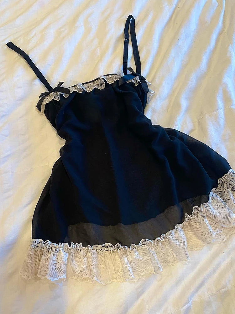 Y2k Harajuku Solido Bianco Vintage Senza Maniche Punk Gotico Abiti Estivi Slim 2000s Abito Corto In Pizzo Punk Sexy Vestito Delle Donne di Modo