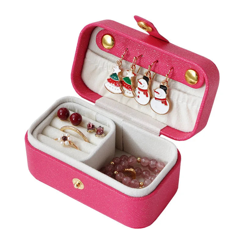 Elegante Scatola Portagioie in Pelle PU, Semplice Contenitore per Anelli, Collane e Orecchini, Stile Minimalista, Portatile per Uso Quotidiano e Viaggi