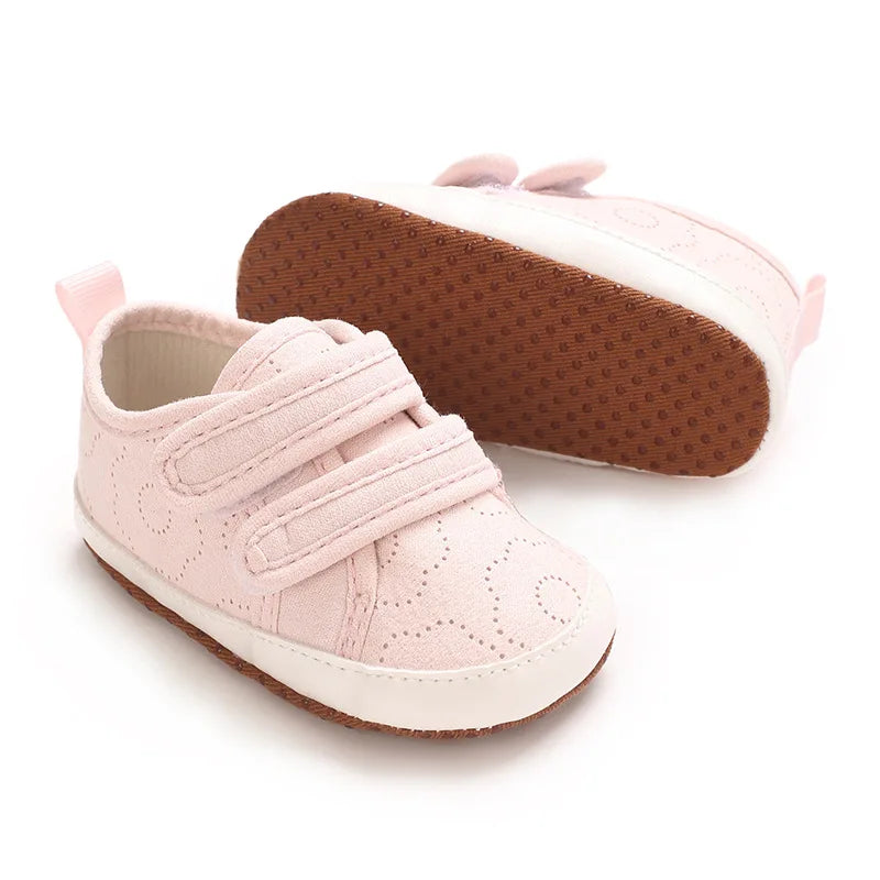 Scarpe da passeggio per bambini, sneakers con stampa e fiocco, calzature casual con suola morbida per neonati da 0 a 18 mesi