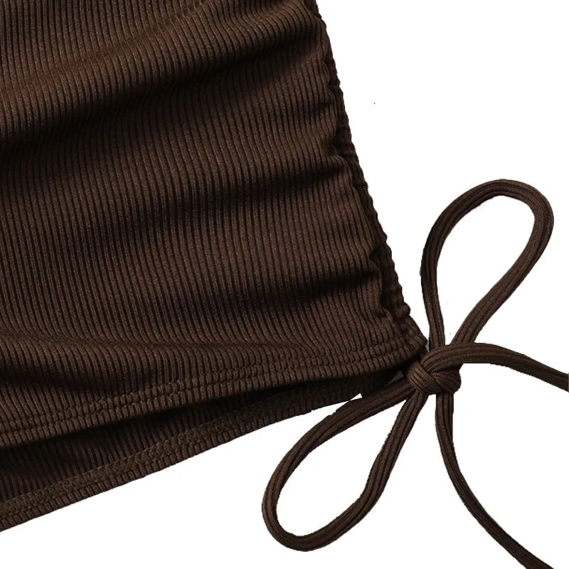 Sexy High Waist Bikini Shorts 2024 Damen Badeanzug Zweiteiler Bademode Weibliche Bikinis Set Braune Badeanzüge Brasilianischer Biquini