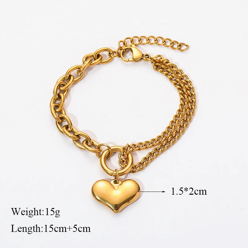 EILIECK Bracciale con ciondolo stella marina luna stella color oro in acciaio inossidabile 316L per le donne Nuovo regalo di gioielli con catena da polso alla moda