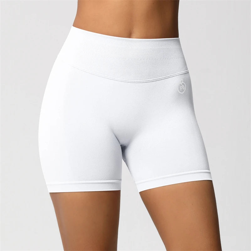 Pantaloncini sportivi modellanti a tre sezioni di vita da donna Pantaloncini sportivi senza cuciture per donna Ciclismo Jogging Fitness Vita alta Push Up