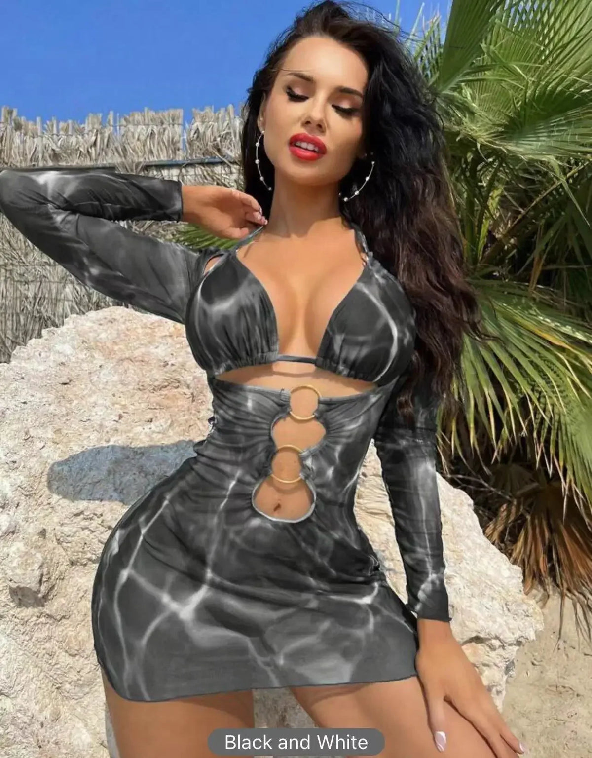 2024 3 pezzi Anello Link Stampa Costumi da bagno Donna Triangolo Bikini Femminile Halter Costume da bagno Beachwear Costume da bagno Dare un regalo