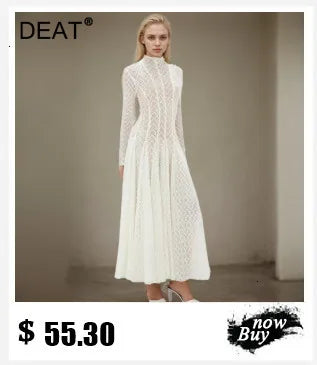 DEAT Moda Grigio Hot Drilling Spaghetti Strap Dress Donna Slim Fit Backless Pieghe Split Abiti lunghi fino al pavimento Nuova marea 7AB8510