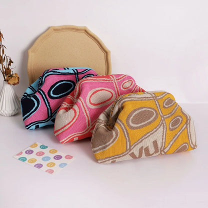 Borsa con clip lavorata a maglia alla moda versatile di grande capacità adatta per borse portaoggetti Nuova pochette modello di fascia alta