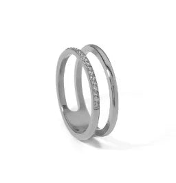 Anello minimalista con cuore d'amore in acciaio inossidabile per donna Anelli con zirconi intarsiati Gioielli di moda romantici impermeabili color oro