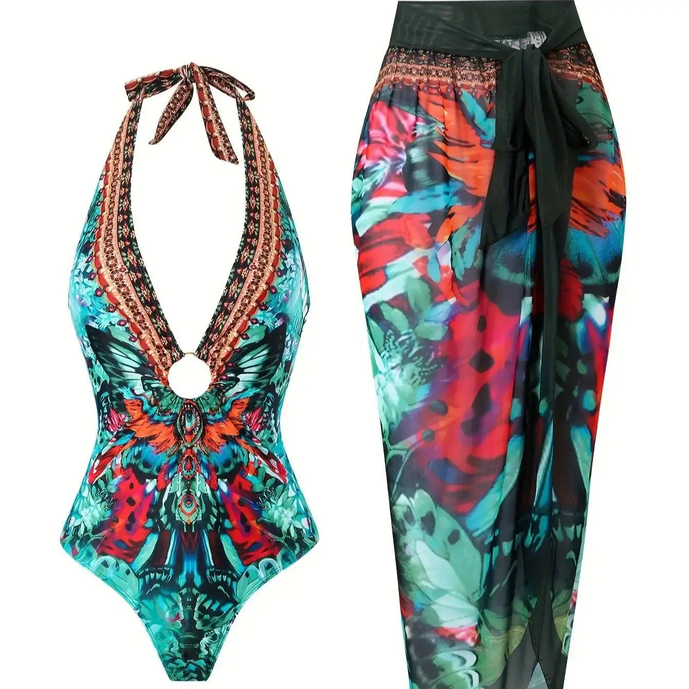 Costume da bagno floreale con stampa floreale con volant monospalla blu Set copricostume singolo micro monokini costumi da bagno sexy per ragazze Summer Beach