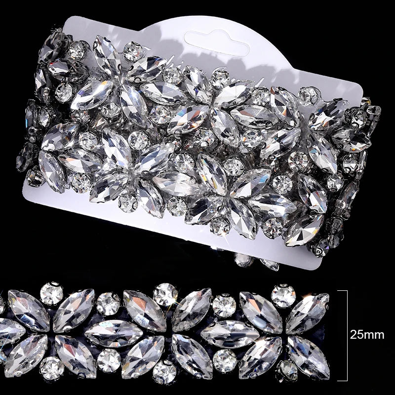 Ducrystal 1 metro motivo strass nastro hot fix vetro cristallo strass trim catena per scarpe fai da te, borse, abiti decorazione
