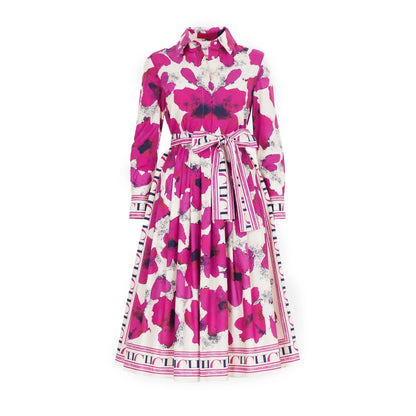 CHCH Abito lungo da donna con stampa vintage Elegante maniche lunghe Abiti slim con spacco alto 2024 Abiti New Lady Vocation