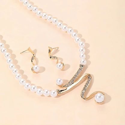 1 set di nuove donne da sposa festa di nozze imitazione perla strass collana orecchini set di gioielli