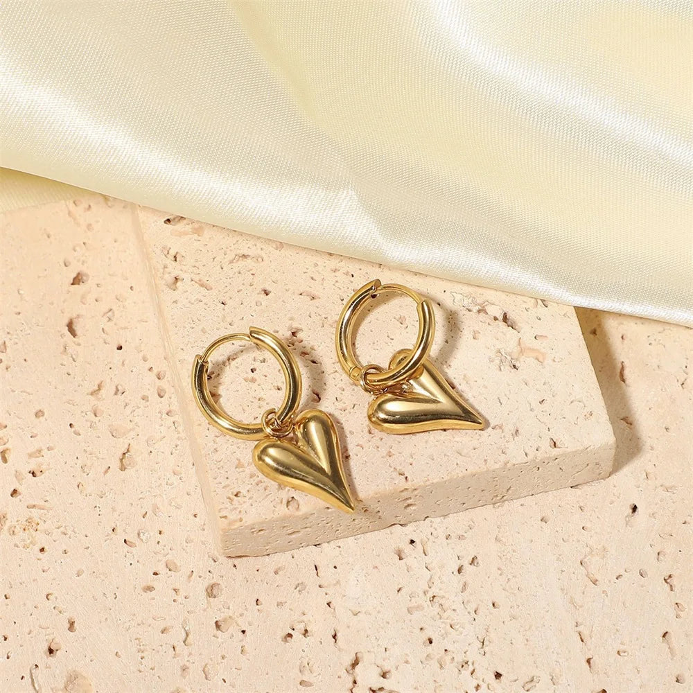 EILIECK Acciaio inossidabile 316L Cuore Amore Collana Bracciali Orecchini Set per le donne Nuovi gioielli impermeabili placcati oro 18 carati alla moda