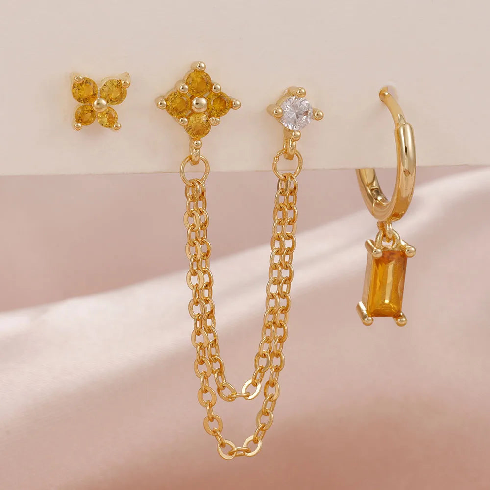 3 pezzi squisiti orecchini in acciaio inossidabile con 12 costellazioni di pietre portafortuna set per orecchini penetranti della cartilagine da donna gioielli di moda