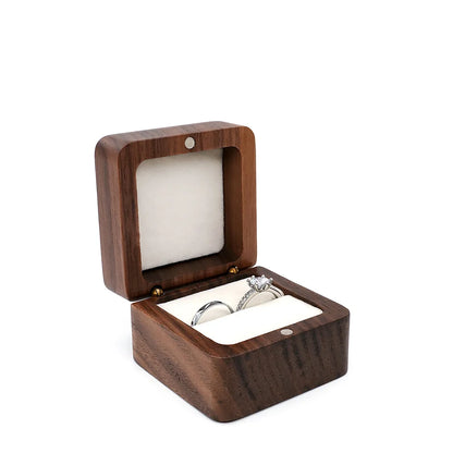 Portagioie con diamanti intarsiati, scatola per fedi nuziali in legno massello di noce, ricerca di matrimonio, anello di diamanti, regalo di San Valentino, gioielli