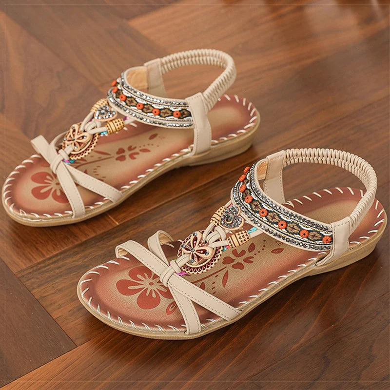 Sandali da donna Sandali estivi stile Boemia Donna Fondo morbido Sandali con tacco basso Scarpe da donna Scarpe antiscivolo Calzature estive