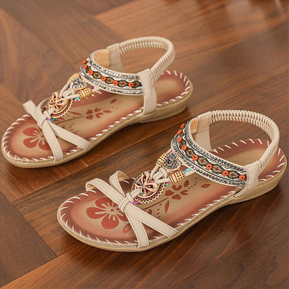 Sandali da donna Sandali estivi stile Boemia Donna Fondo morbido Sandali con tacco basso Scarpe da donna Scarpe antiscivolo Calzature estive