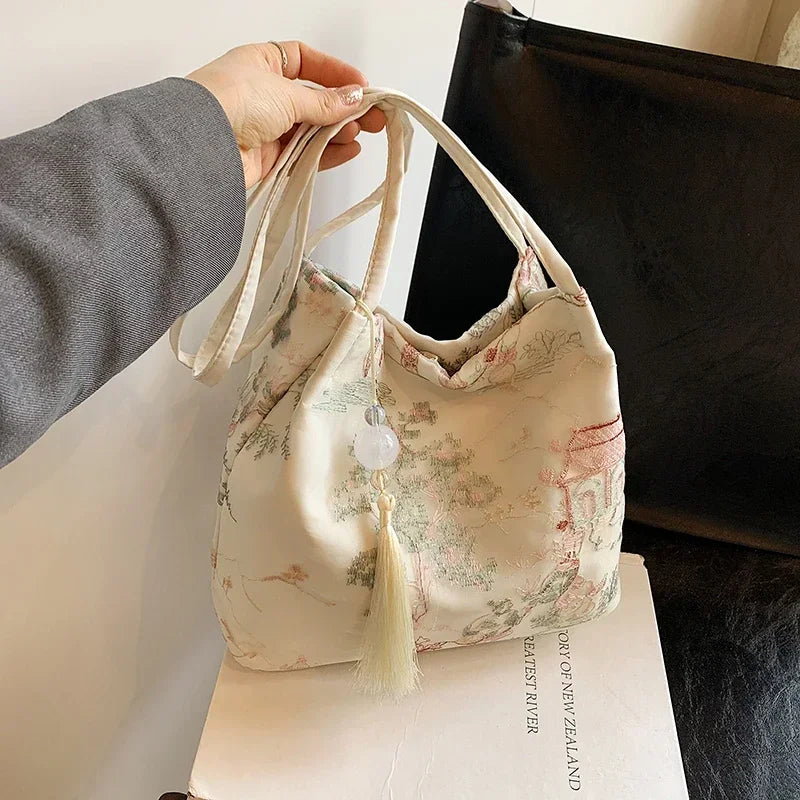 Borsa a tracolla da donna alla moda ricamata in stile cinese di vendita caldo 2026 Borsa di grande capacità di nuova tendenza estiva
