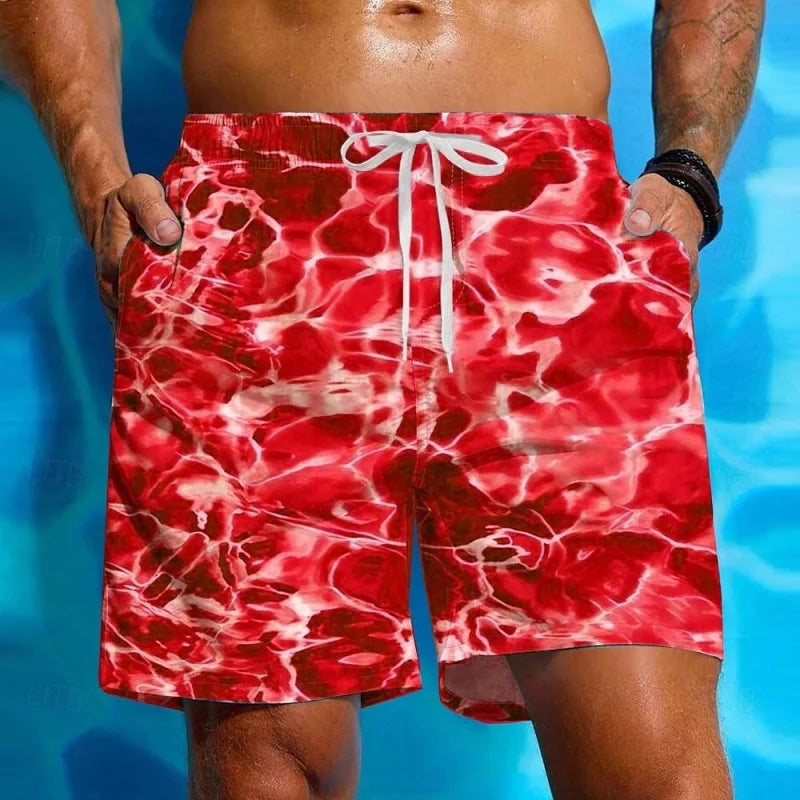 Pantaloni corti con onde d'acqua stampate in 3D per uomo Pantaloncini da spiaggia con motivo colorato divertente Pantaloncini da surf hawaiani estivi Costume da bagno per bambini