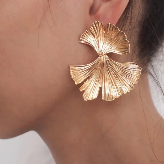 Moda geometrica color oro Ginkgo Biloba forma di foglia orecchino a goccia personalità creativa semplice punk donna ciondola gioielli orecchino