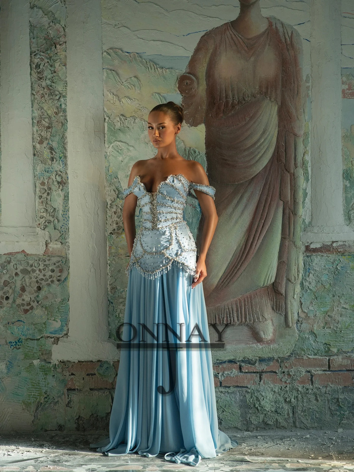 Abiti da sera sexy personalizzati con perle blu lunghi per le donne Maxi cristalli Dubai Saudi Abiti da festa Abito da gala su misura Plus