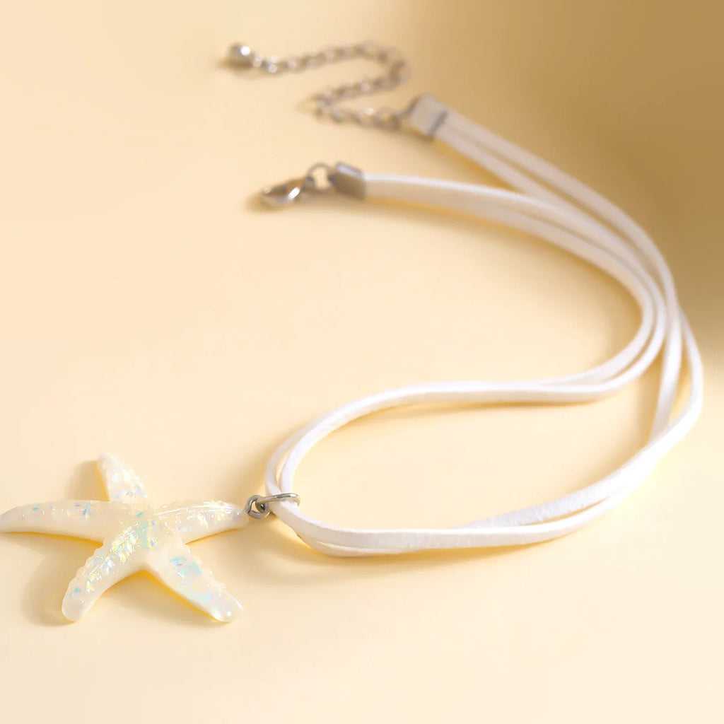 Trendy Summer Beach Vacation Jewelry on Neck Large Resin Starfish Pendant Necklace for Women Fashion Jewelry Gift Accessories