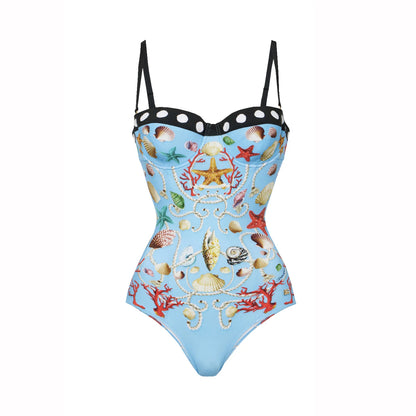 Push Up One Piece Swimsuit With Cover Up Sexy Swimwear Women 2025 Printed Swim Suits Female Bikinis Sliming Bodysuit Beachwear