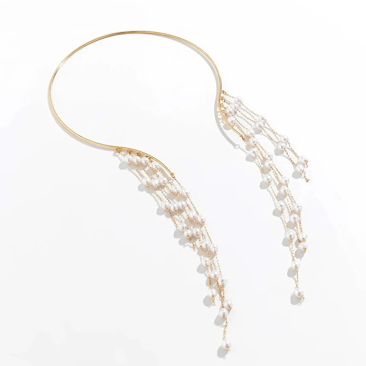 Sexy Goth lungo nappa paillettes imitazione perla ciondolo aperto Torques collana girocollo per le donne Vintage petto catena mer accessori