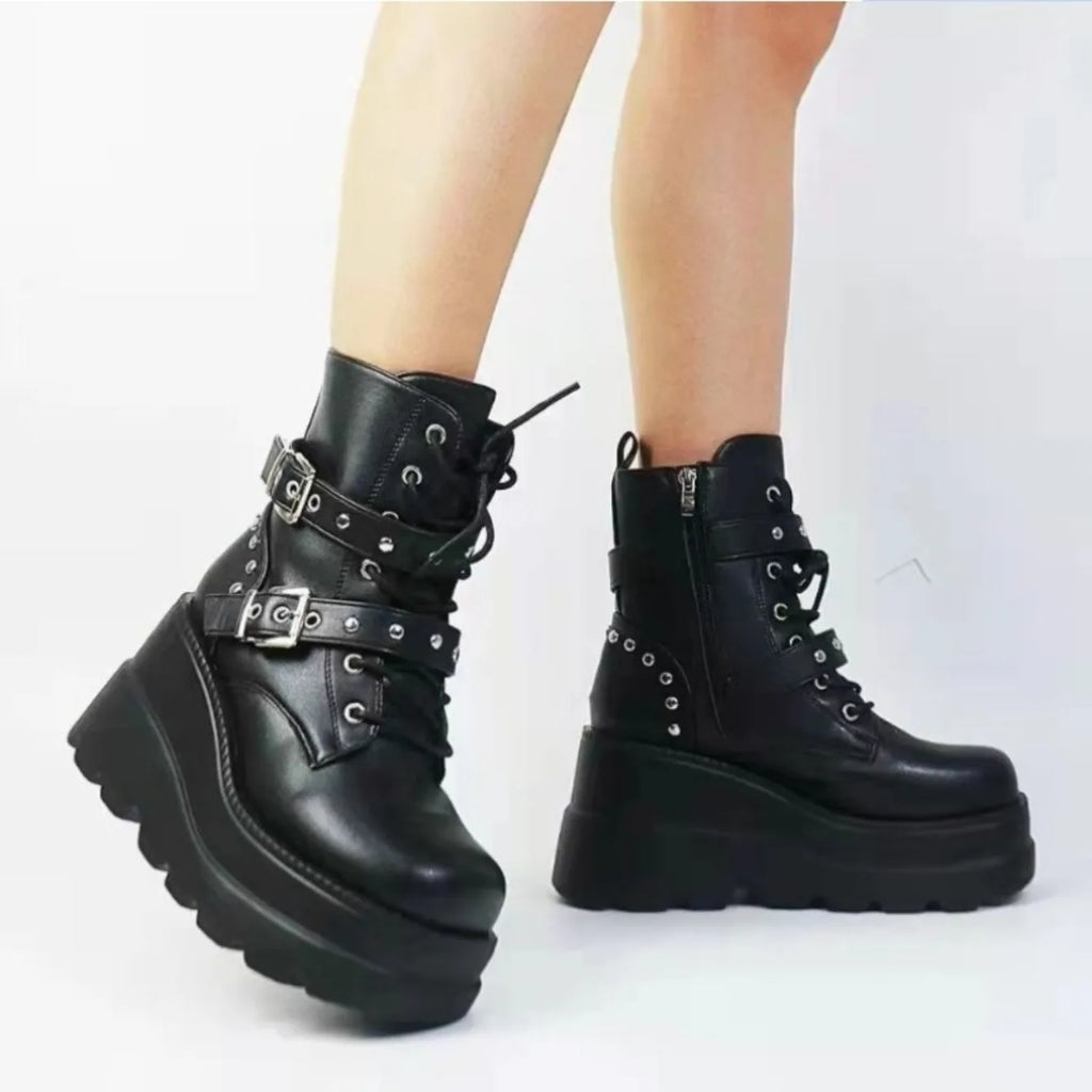 New Women Comfortable Ankle Boots Autumn Winter Round Toe Lace Up Shoes Women Outdoor Anti-slip Platform Boots Zapatos De Mujer