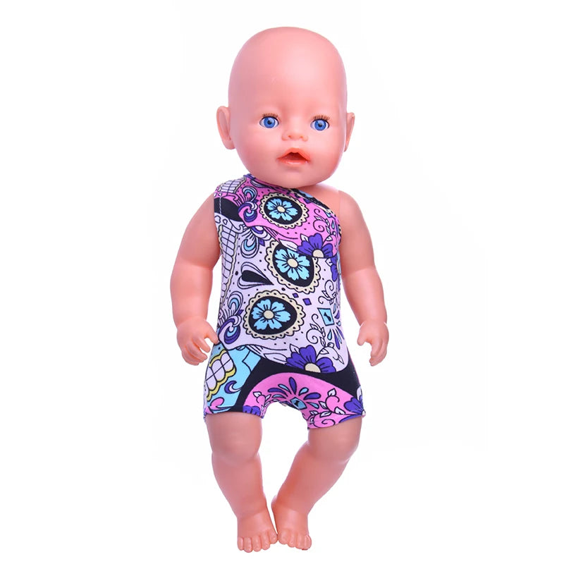 Costume da bagno per bambini in diversi stili, grazioso costume intero per bambole da 43 cm, accessori per bambole americane da 18 pollici, regali giocattolo per ragazze