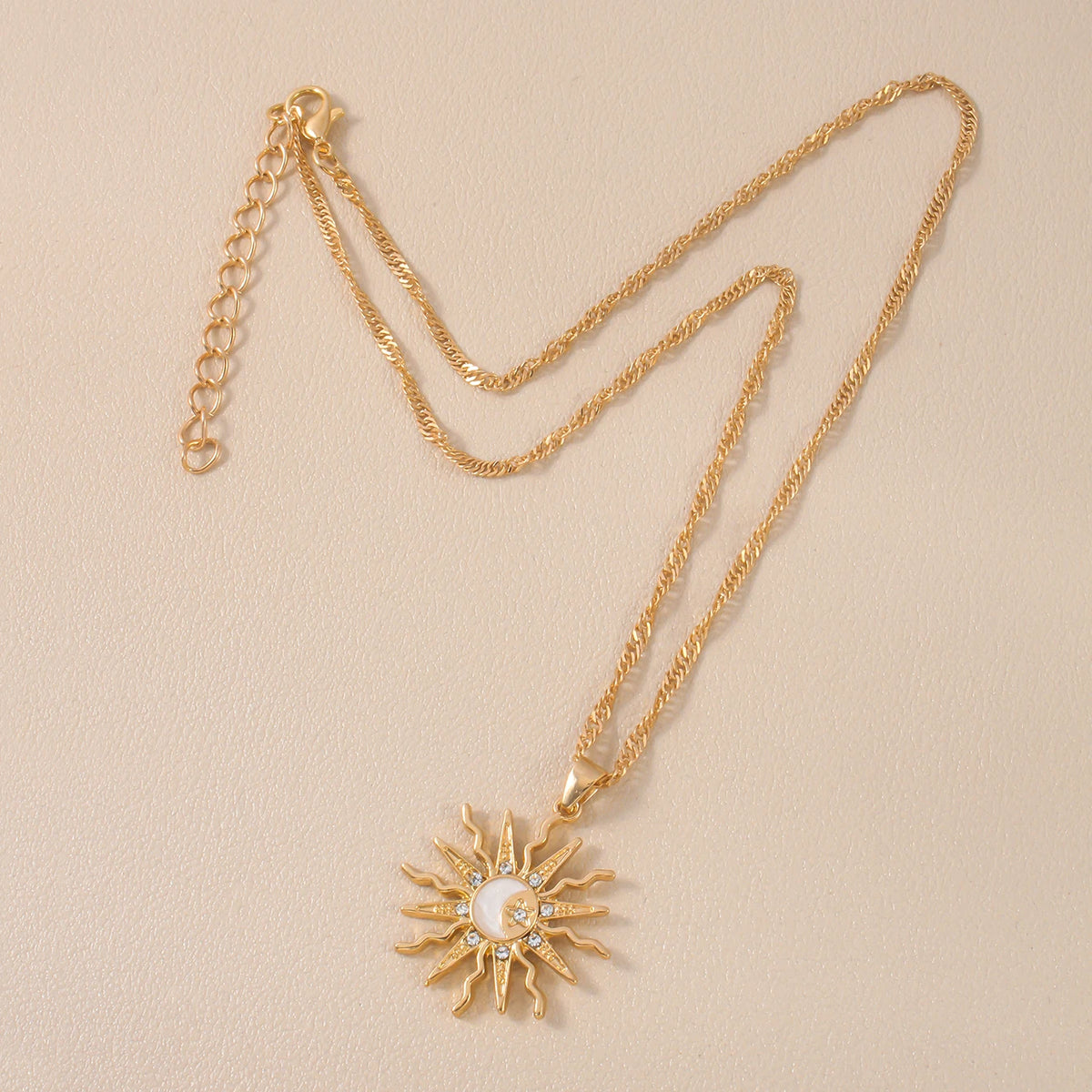 1 pezzo di strass brillanti dal design unico, sole, stella, luna, tre in uno, collana con ciondolo, gioielli da festa versatili quotidiani da donna retrò